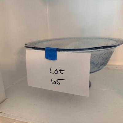 Blue depression glass footed console bowl