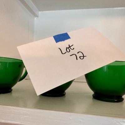 Green glass punch or tea cups lot of 4