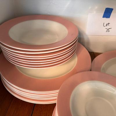 Vintage pink and white china - 45 pieces