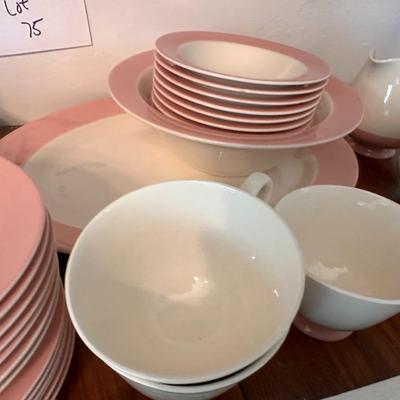 Vintage pink and white china - 45 pieces