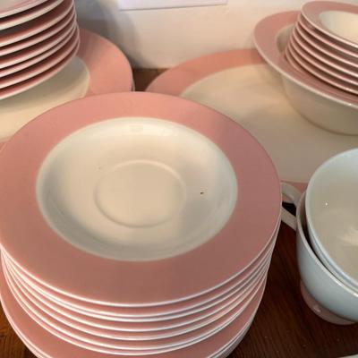Vintage pink and white china - 45 pieces