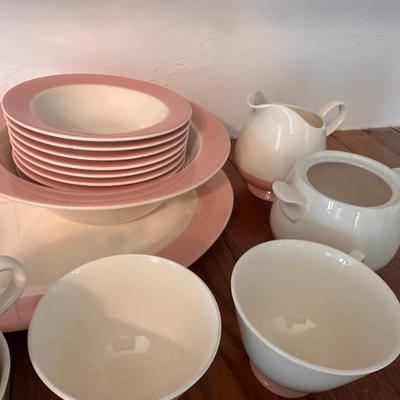 Vintage pink and white china - 45 pieces
