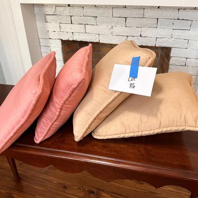Lot of Tan and Pink pillows - 4 pillow lot