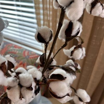 Tuesday Morning Decorative green Vase with cotton stalks