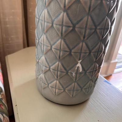 Tuesday Morning Decorative green Vase with cotton stalks