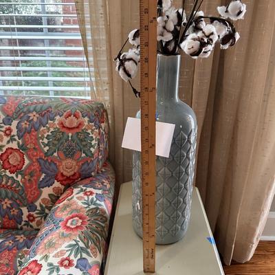 Tuesday Morning Decorative green Vase with cotton stalks