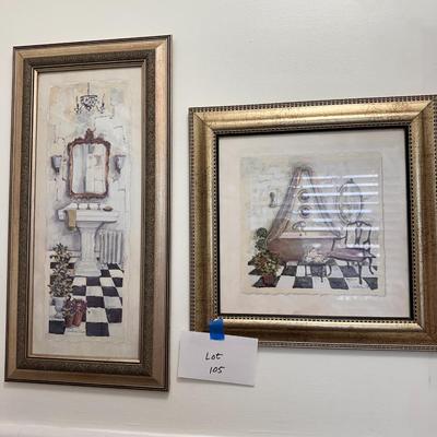 Pair of Bathroom wall art pieces