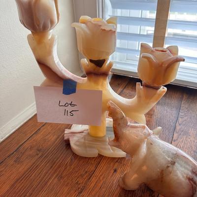 Alabaster decor - Elephant and Candelabra