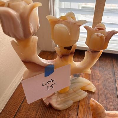 Alabaster decor - Elephant and Candelabra