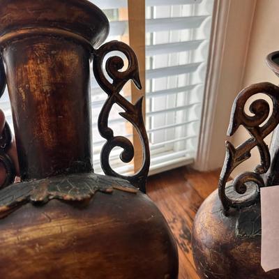Pair of Metal Urns Vases