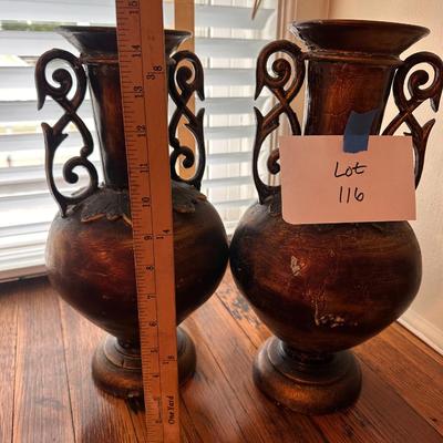 Pair of Metal Urns Vases
