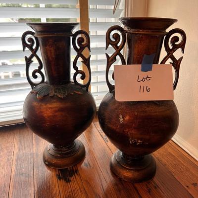 Pair of Metal Urns Vases