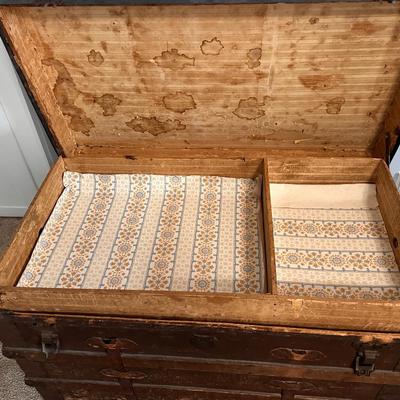 Large Antique Trunk with tray insert