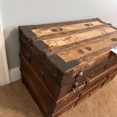 Large Antique Trunk with tray insert