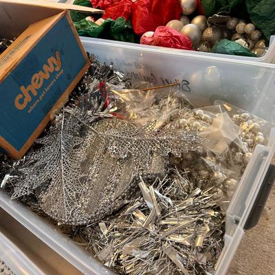 Mixed lot of Holiday decor totes and contents