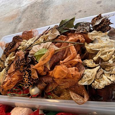Mixed lot of Holiday decor totes and contents