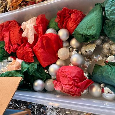 Mixed lot of Holiday decor totes and contents