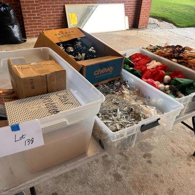 Mixed lot of Holiday decor totes and contents