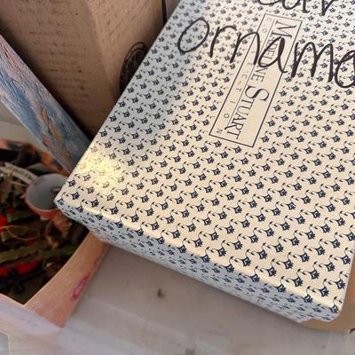 Mixed lot of Holiday decor totes and contents