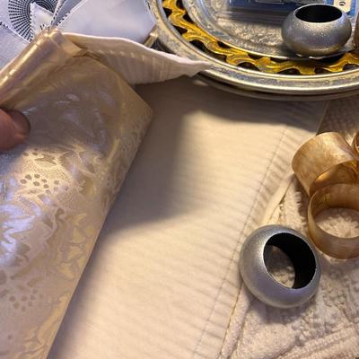 Misc lot of table mats, fabric, chair covers, napkin rings and more!