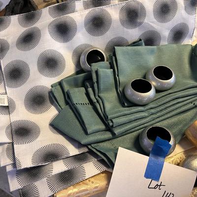 Misc lot of table mats, fabric, chair covers, napkin rings and more!