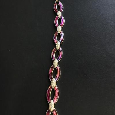 Vintage silver tone purple bracelet