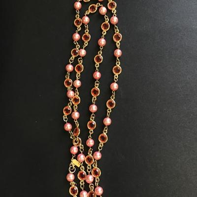 Two Sisters pink gold toned necklace