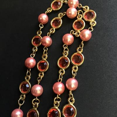 Two Sisters pink gold toned necklace