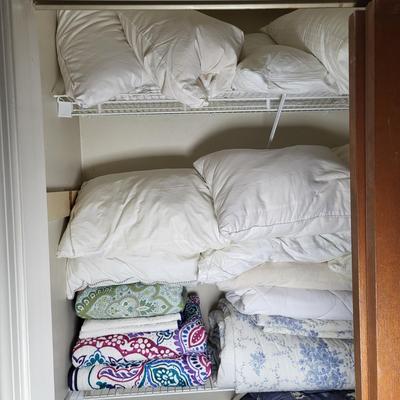 LOT 1B: Closet Full of Linens Including Pillows, Sheets, Blankets and More