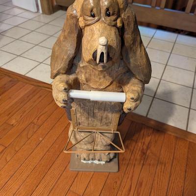 Vintage 28" Hound Dog Toilet Paper & Magazine Holder