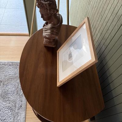 Sale Photo Thumbnail #23: This Kent Coffey nightstand from the Perspecta line is a mid-century modern piece crafted from walnut, featuring a medium wood tone and a single drawer for storage. Measuring 25 inches in height, 25 inches in width, and 17 inches in length, it is fully as