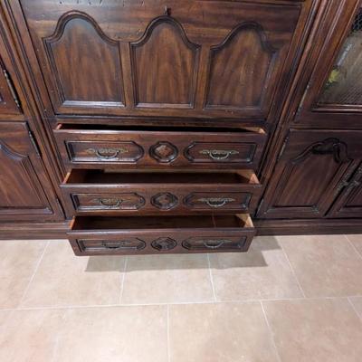 4 Piece Wood Display Cabinet (Contents Not Included) Approx 12ft Long 20" Depth & 7ft Tall