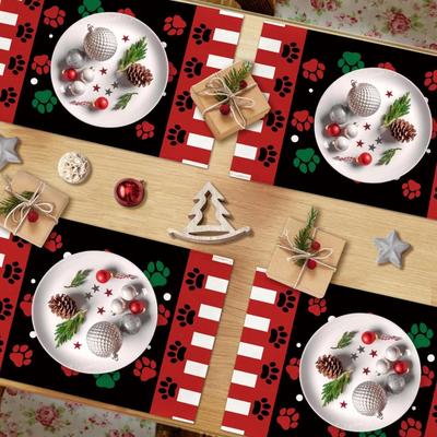 Christmas Dog Cat Paw Prints Placemats Set of 4 Xmas Polka Dot Dining Table Placemats