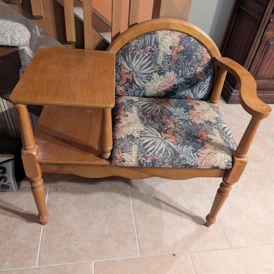Vintage Oak Telephone Bench