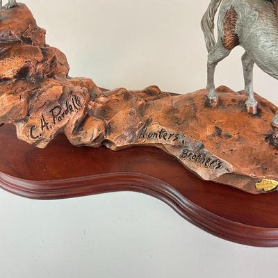Sale Photo Thumbnail #1066: Signed C.H. Pardell 
Named Hunters Brothers
Measurements:
11.5" in width, 5" in depth, 6.5" height