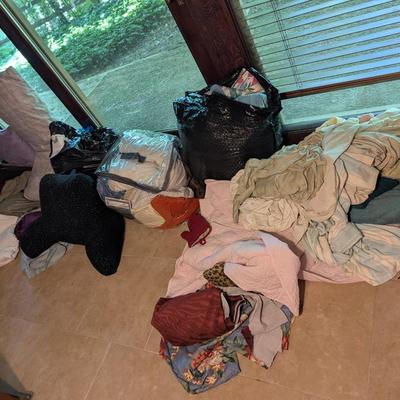 Assortment Of Linens Sheets Blankets Pillows