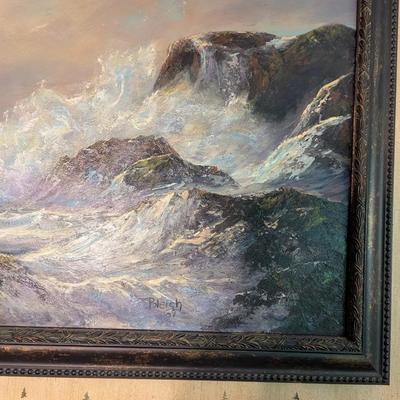 Seascape Crashing Waves Painting Signed By George Bleich