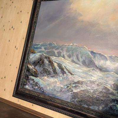 Seascape Crashing Waves Painting Signed By George Bleich