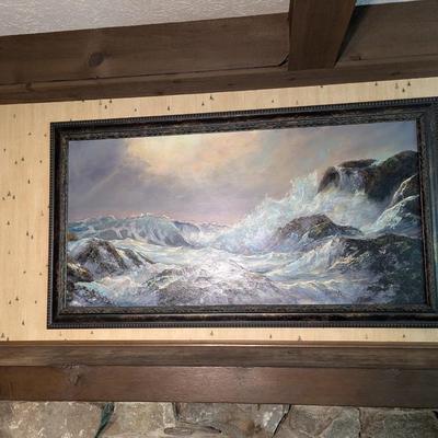Seascape Crashing Waves Painting Signed By George Bleich