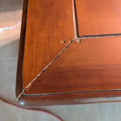 Pair Of Vintage Wood Side Tables With Metal Corners
