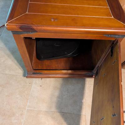 Pair Of Vintage Wood Side Tables With Metal Corners