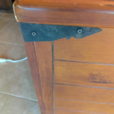 Pair Of Vintage Wood Side Tables With Metal Corners