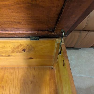 Wooden Coffee Table Chest With Key & Metal Corners