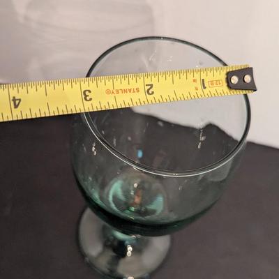 4 Vintage Hand Blown Pale Green Water Glasses Lot 5