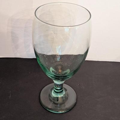 4 Vintage Hand Blown Pale Green Water Glasses Lot 5