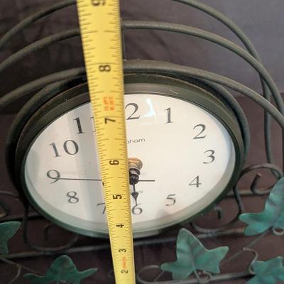 Ingraham Quartz Battery Operated Clock & Pottery Bowl With Metal Stand
