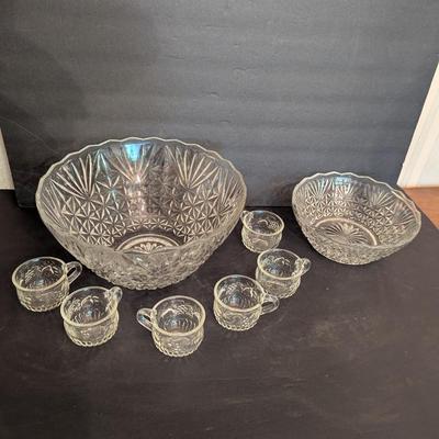 1950's Vintage 8 Piece Arlington Punch Bowl Anchor Hocking