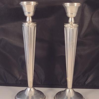 Pair of National Weighted Sterling Silver Candlestick Holders- Approx 9 5/8" Tall
