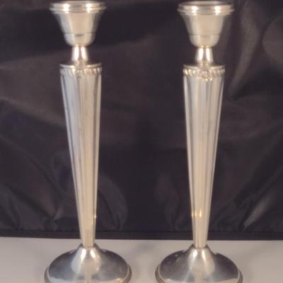 Pair of National Weighted Sterling Silver Candlestick Holders- Approx 9 5/8" Tall