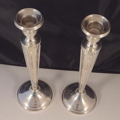 Pair of National Weighted Sterling Silver Candlestick Holders- Approx 9 5/8" Tall